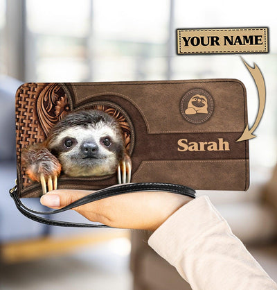 Personalized Sloth Clutch Purse, Personalized Gift for Sloth Lovers - PU927PS - BMGifts