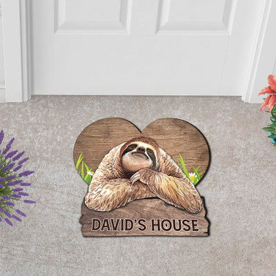 Personalized Sloth Custom Shaped Doormat, Personalized Gift for Sloth Lovers - CD017PS06 - BMGifts