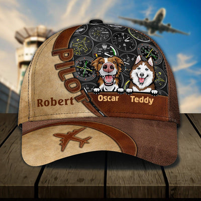 Pilot With Dog Personalized Cap, Personalized Gift for Dog Lovers, Dog Dad, Dog Mom, Personalized Gift for Pilot - CP234PS08 - BMGifts