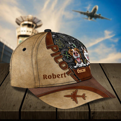 Pilot With Dog Personalized Cap, Personalized Gift for Dog Lovers, Dog Dad, Dog Mom, Personalized Gift for Pilot - CP234PS08 - BMGifts