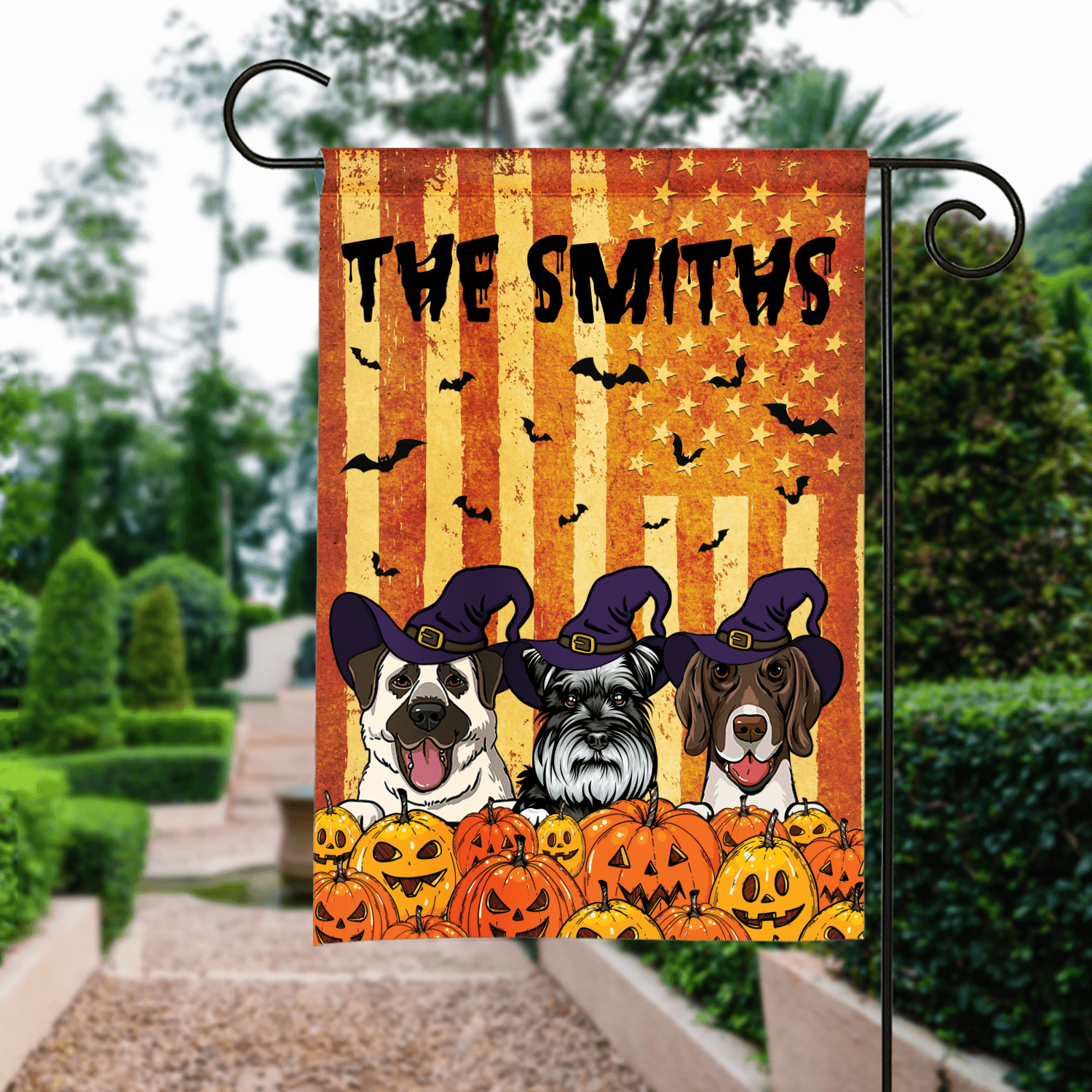 Pumpkin Halloween Dog Personalized Garden Flag, Halloween Gift, Personalized Gift for Dog Lovers, Dog Dad, Dog Mom - GA048PS02 - BMGifts