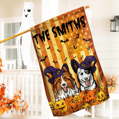 Pumpkin Halloween Dog Personalized Garden Flag, Halloween Gift, Personalized Gift for Dog Lovers, Dog Dad, Dog Mom - GA048PS02 - BMGifts