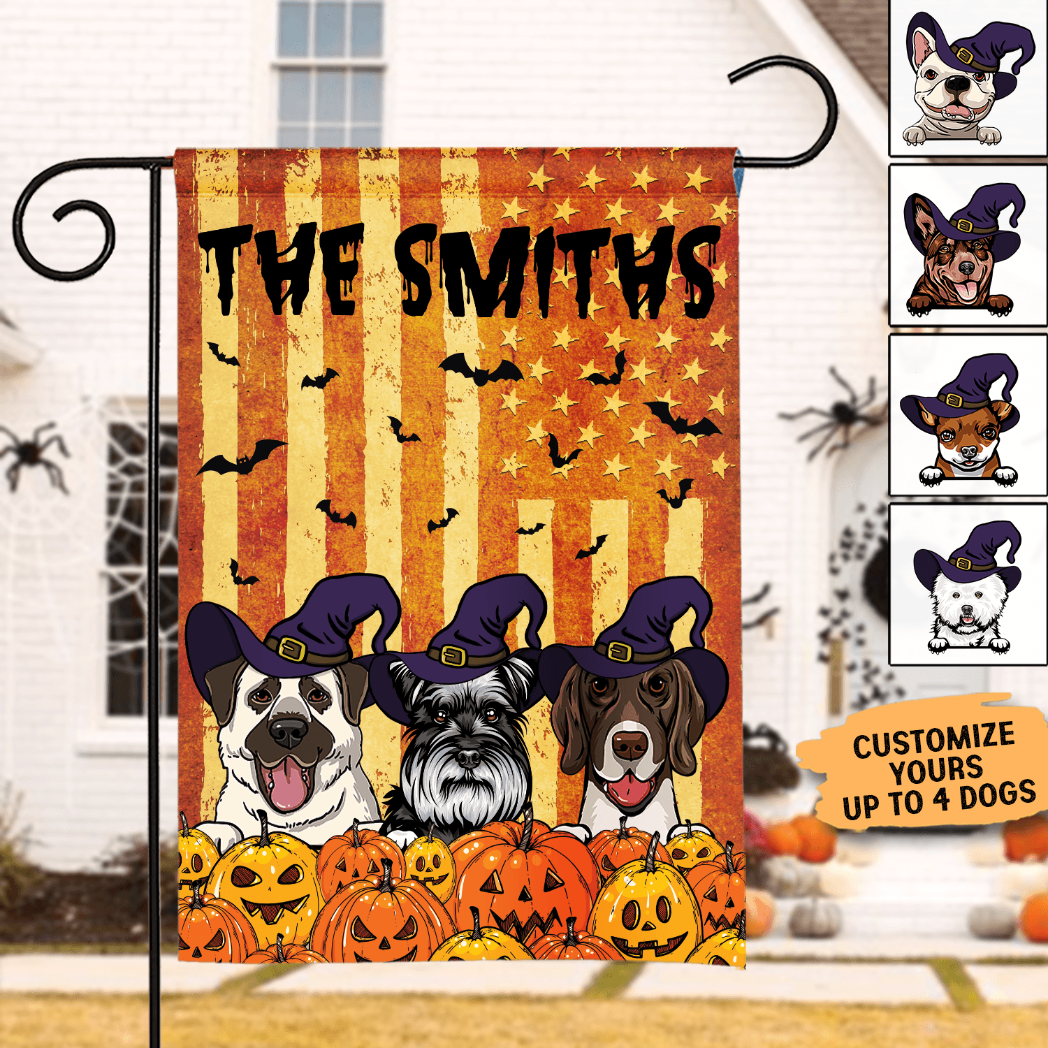 Pumpkin Halloween Dog Personalized Garden Flag, Halloween Gift, Personalized Gift for Dog Lovers, Dog Dad, Dog Mom - GA048PS02 - BMGifts