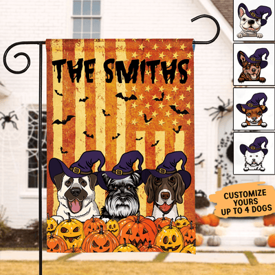 Pumpkin Halloween Dog Personalized Garden Flag, Halloween Gift, Personalized Gift for Dog Lovers, Dog Dad, Dog Mom - GA048PS02 - BMGifts