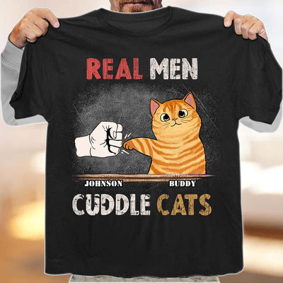 Real Man Cuddle Cats Cat Personalized Shirt, Personalized Father's Day Gift for Cat Lovers, Cat Dad - TS855PS01 - BMGifts