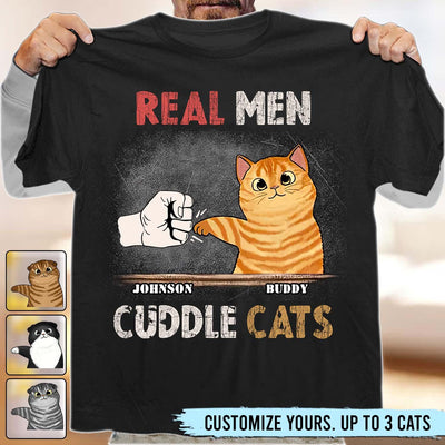 Real Man Cuddle Cats Cat Personalized Shirt, Personalized Father's Day Gift for Cat Lovers, Cat Dad - TS855PS01 - BMGifts