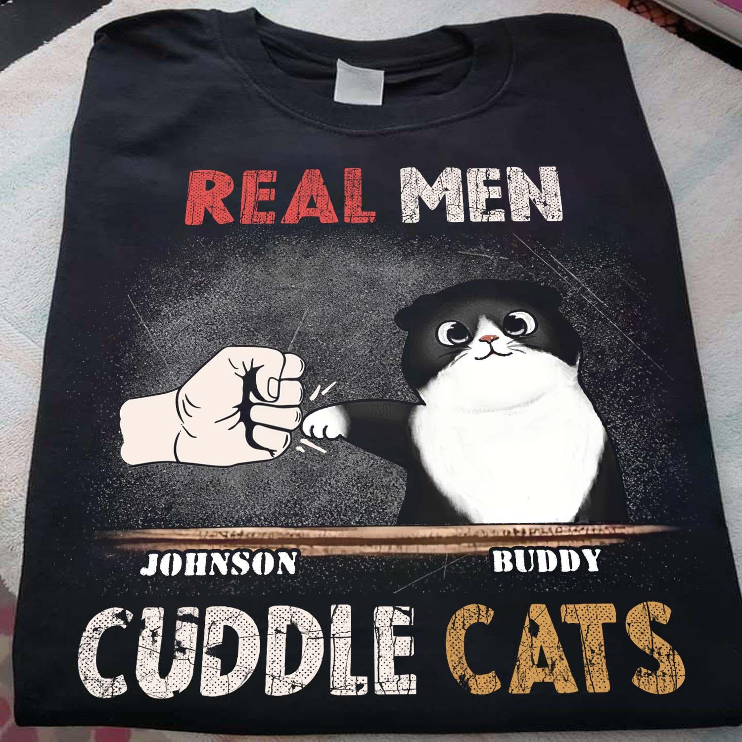 Real Man Cuddle Cats Cat Personalized Shirt, Personalized Father's Day Gift for Cat Lovers, Cat Dad - TS855PS01 - BMGifts