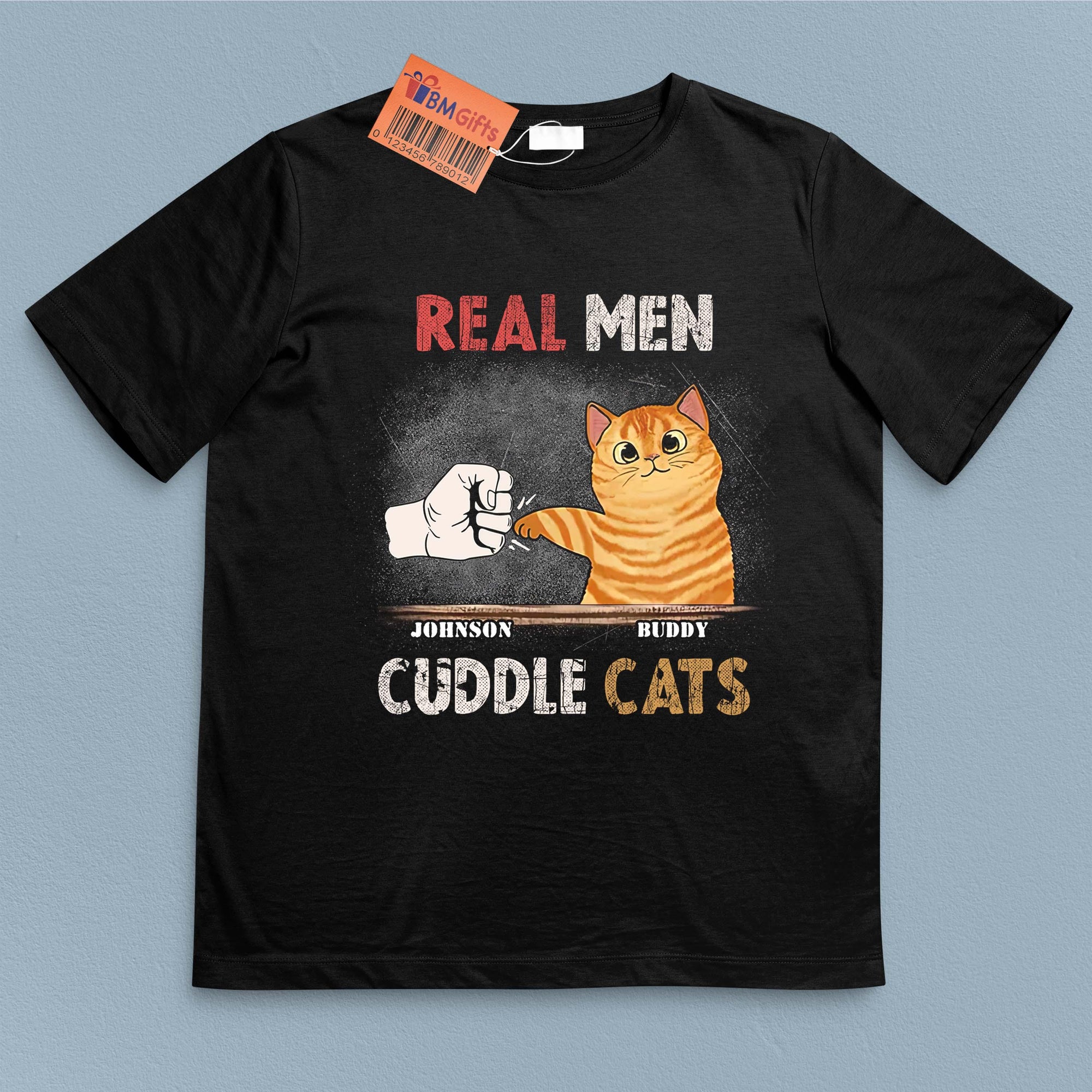 Real Man Cuddle Cats Cat Personalized Shirt, Personalized Father's Day Gift for Cat Lovers, Cat Dad - TS855PS01 - BMGifts