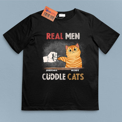 Real Man Cuddle Cats Cat Personalized Shirt, Personalized Father's Day Gift for Cat Lovers, Cat Dad - TS855PS01 - BMGifts