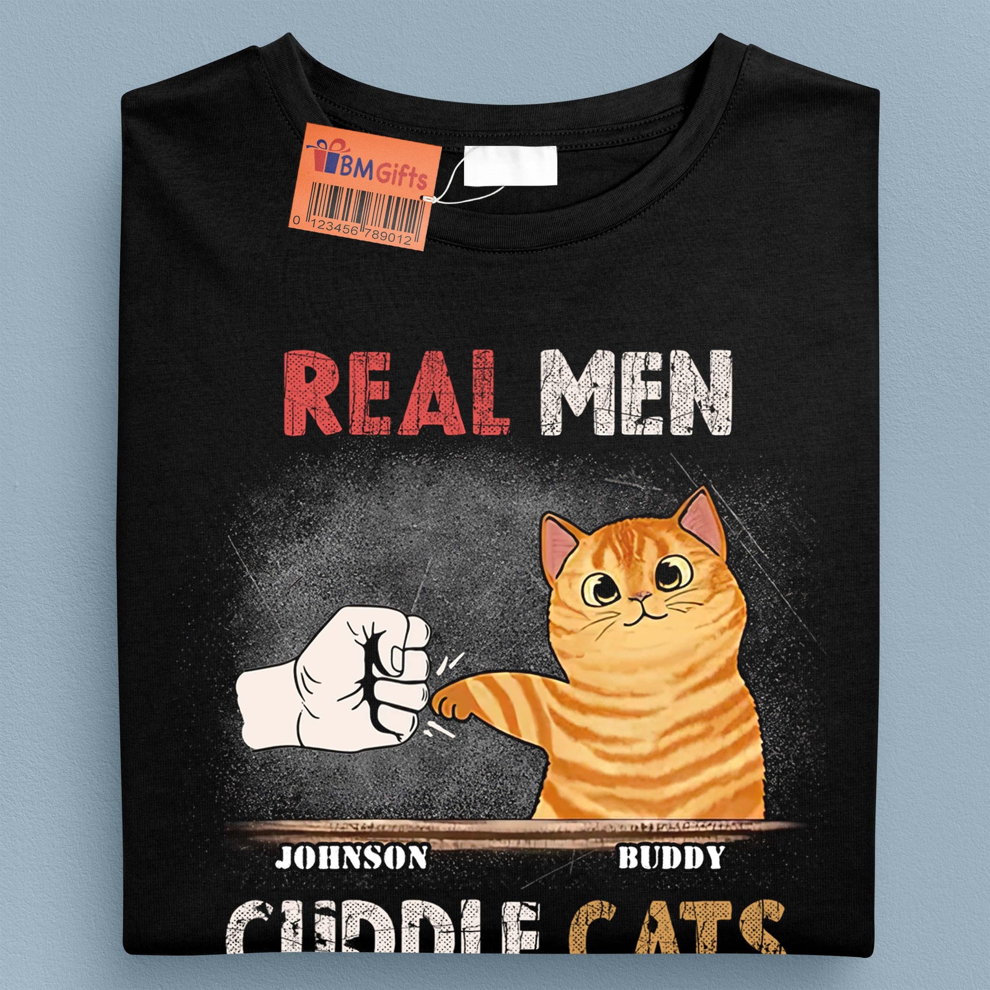 Real Man Cuddle Cats Cat Personalized Shirt, Personalized Father's Day Gift for Cat Lovers, Cat Dad - TS855PS01 - BMGifts