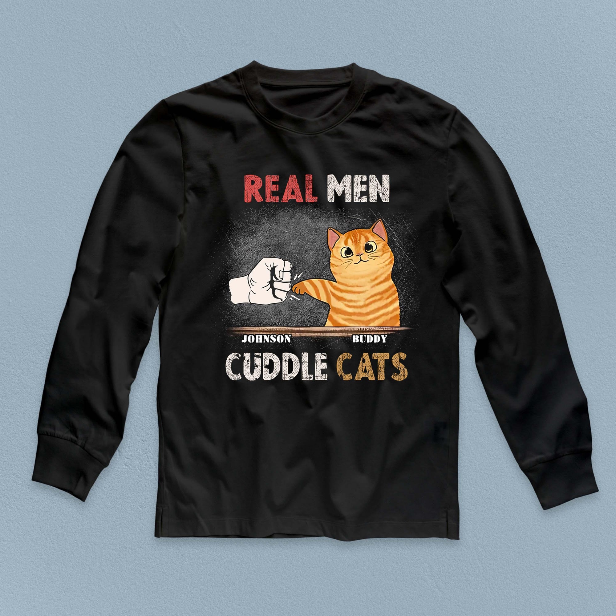 Real Man Cuddle Cats Cat Personalized Shirt, Personalized Father's Day Gift for Cat Lovers, Cat Dad - TS855PS01 - BMGifts