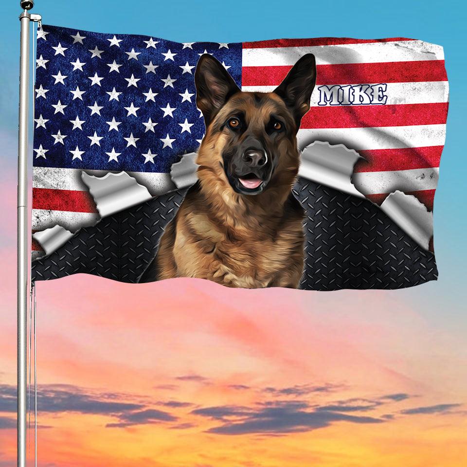 Ripped Meatal Dog Personalized Flag, Personalized Gift for Dog Lovers, Dog Dad, Dog Mom - GA033PS01 - BMGifts
