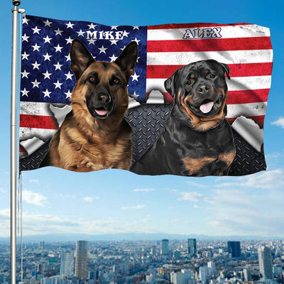 Ripped Meatal Dog Personalized Flag, Personalized Gift for Dog Lovers, Dog Dad, Dog Mom - GA033PS01 - BMGifts