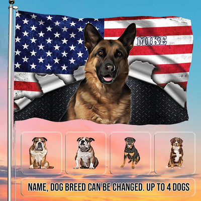 Ripped Meatal Dog Personalized Flag, Personalized Gift for Dog Lovers, Dog Dad, Dog Mom - GA033PS01 - BMGifts