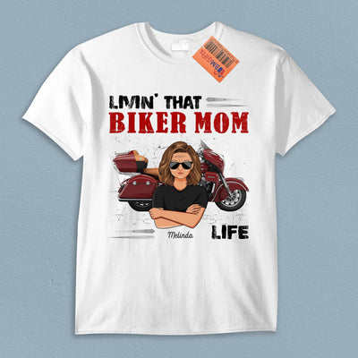 Rockin' The Biker Mom Life Motorcycle Personalized Shirt, Personalized Mother's Day Gift for Mom, Mama, Parents, Mother, Grandmother- TS838PS01 - BMGifts