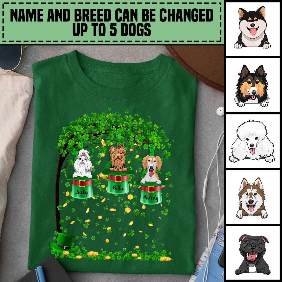 Saint Patrick's Day Dog Coin Tree Personalized Shirt, Personalized Gift for Dog Lovers, Dog Dad, Dog Mom - TS040PS07 - BMGifts (formerly Best Memorial Gifts)