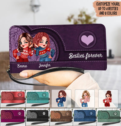 Sisters Forever Bestie Personalized Clutch Purse, Personalized Gift for Besties, Sisters, Best Friends, Siblings - PU069PS01 - BMGifts