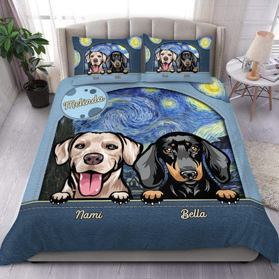 Starry Night Pattern Dog Personalized Bedding Set, Personalized Gift for Dog Lovers, Dog Dad, Dog Mom - BD006PS13 - BMGifts