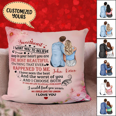 Sweetheart I Love You Couple Personalized Linen Pillow, Personalized Valentine Gift for Couples, Husband, Wife, Parents, Lovers - PL030PS01 - BMGifts