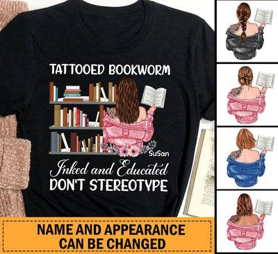 Tattooed Bookworm Reading Personalized T-shirt, Personalized Gift for Book Lovers, Readers - TS114PS05 - BMGifts (formerly Best Memorial Gifts)