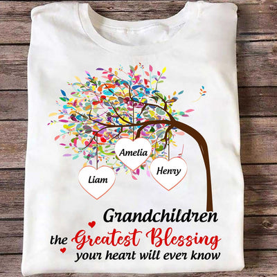 The Greatest Blessing For Your Heart Personalized Grandma T-shirt, Personalized Gift for Nana, Grandma, Grandmother, Grandparents - TS081PS06 - BMGifts