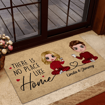 There Is No Place Like Home Couple Personalized Doormat, Personalized Valentine Gift for Couples, Husband, Wife, Parents, Lovers - DM075PS01 - BMGifts