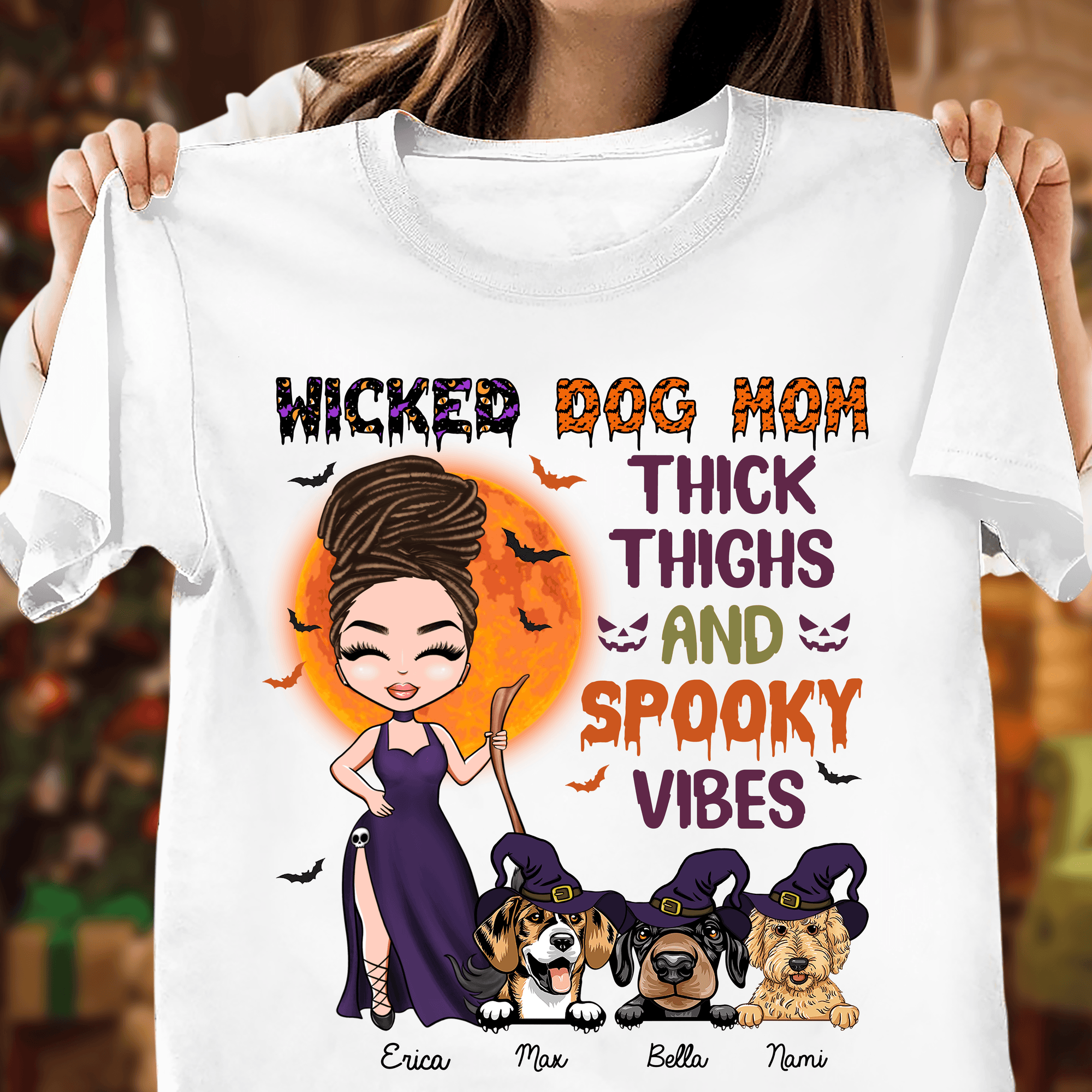 Thick Thighs And Spooky Vibes Dog Personalized Shirt, Halloween  Personalized Gift for Dog Lovers, Dog Dad, Dog Mom - TS303PS02 - BMGifts