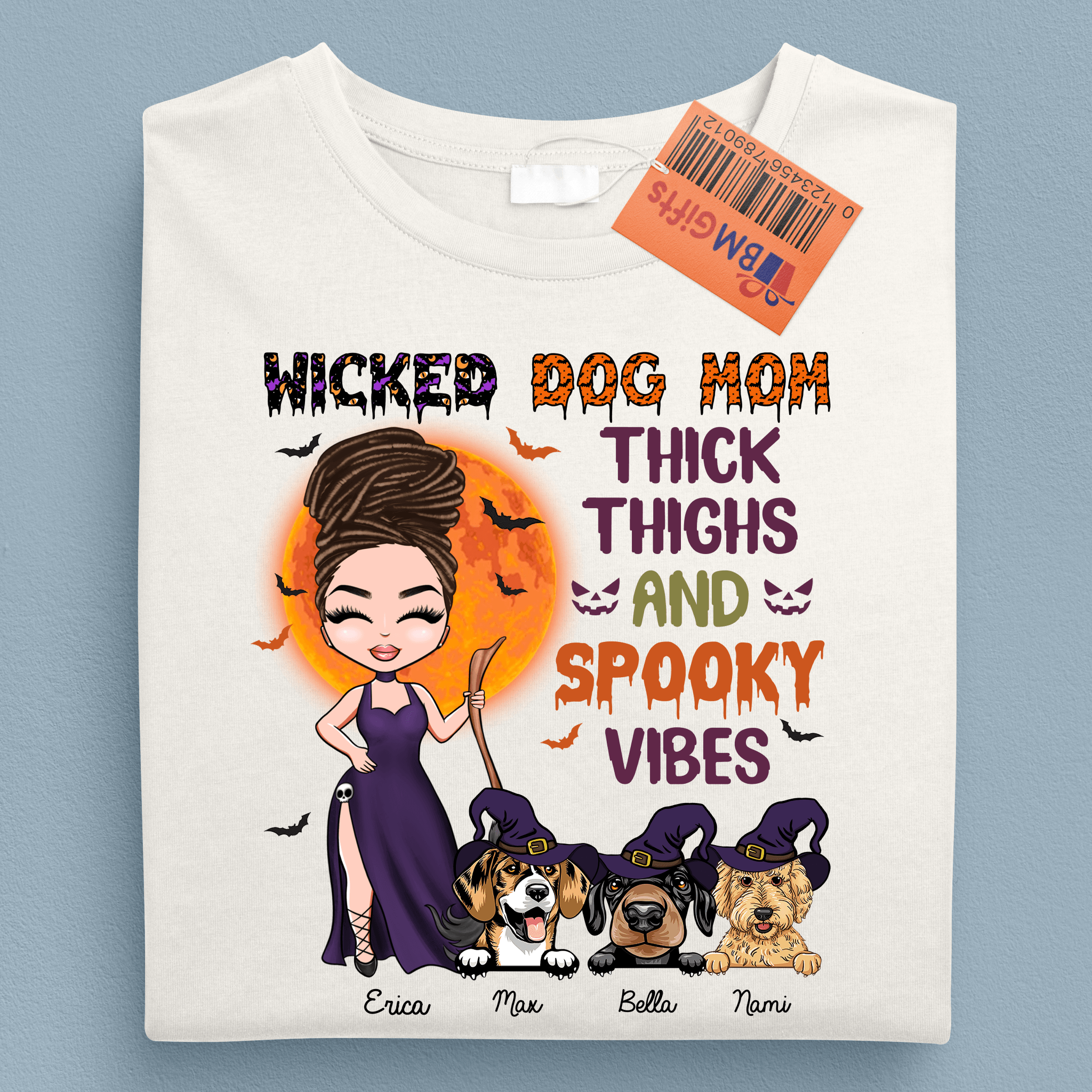 Thick Thighs And Spooky Vibes Dog Personalized Shirt, Halloween  Personalized Gift for Dog Lovers, Dog Dad, Dog Mom - TS303PS02 - BMGifts