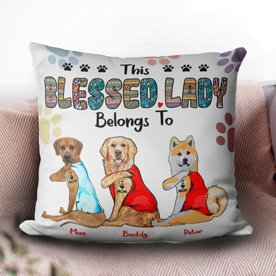 This Dog Mom Belongs To Dog Personalized Linen Pillow, Personalized Gift for Dog Lovers, Dog Dad, Dog Mom - PL041PS02 - BMGifts