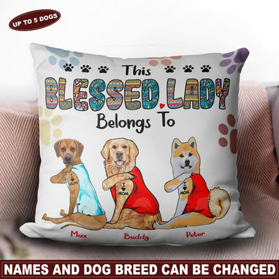 This Dog Mom Belongs To Dog Personalized Linen Pillow, Personalized Gift for Dog Lovers, Dog Dad, Dog Mom - PL041PS02 - BMGifts