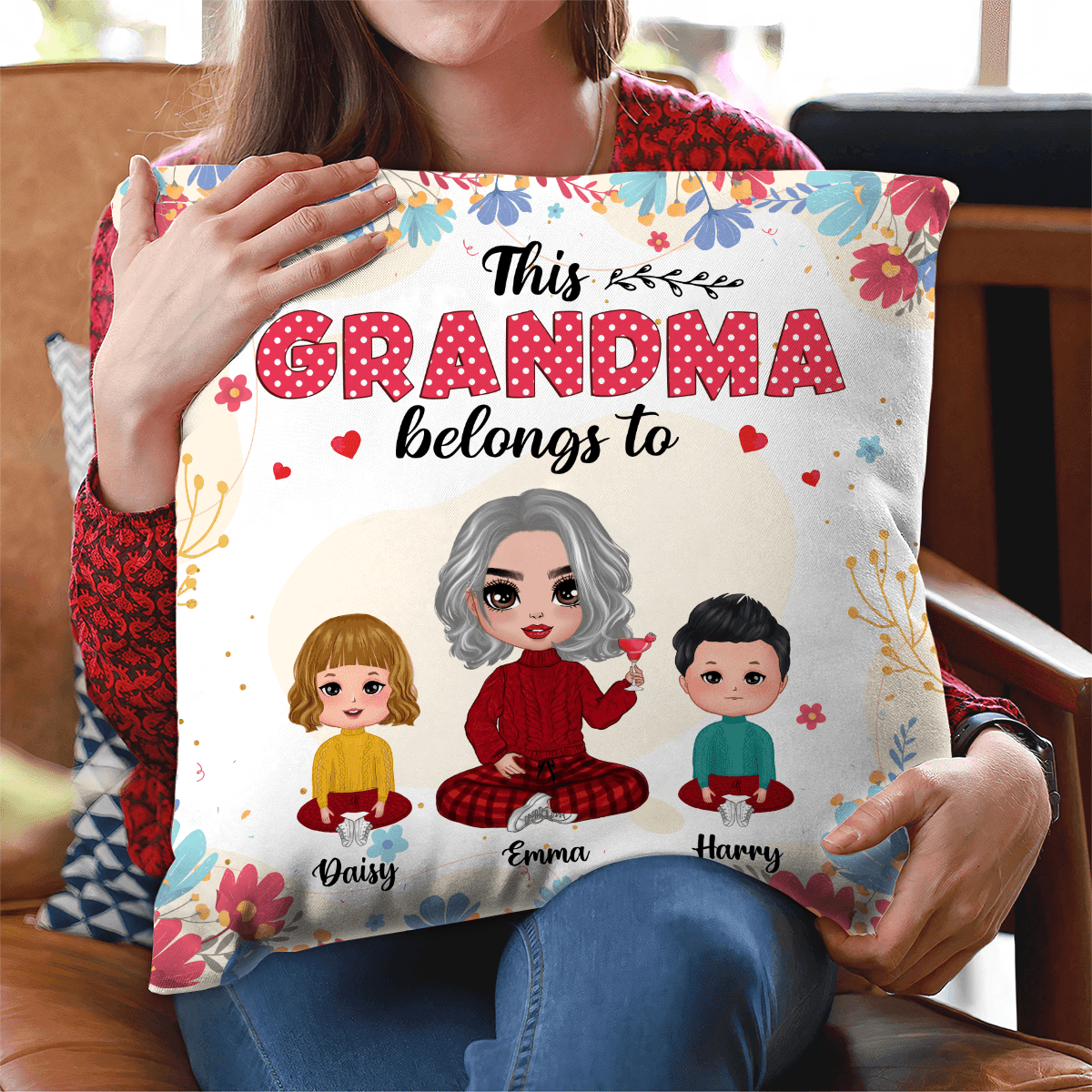 This Grandma Belongs To Grandma Personalized Linen Pillow Mother s Day Gift for Nana Grandma Grandmother Grandparents