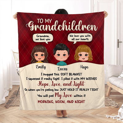 To My Children Grandma Personalized Premium Fleece Blanket, Personalized Gift for Nana, Grandma, Grandmother, Grandparents - QB053PS02 - BMGifts
