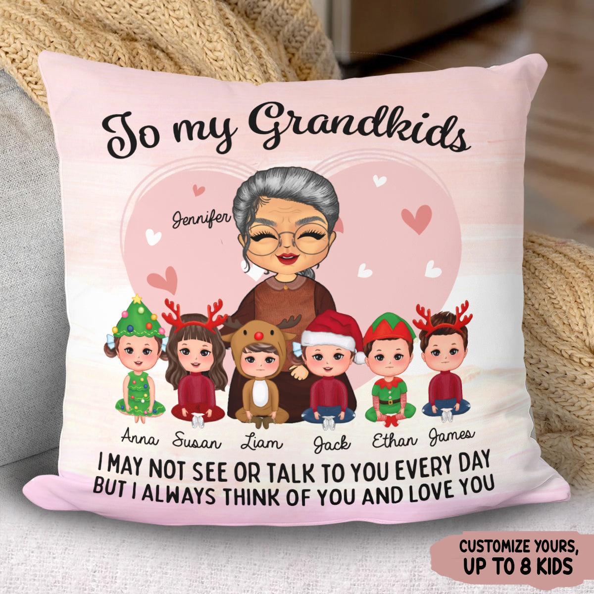 To My Grandkids Grandma Personalized Linen Pillow, Christmas Gift for Nana,  Grandma, Grandmother, Grandparents - PL032PS02