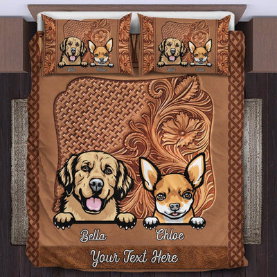 Traditional Brown Dog Personalized Bedding Set, Mother’s Day Gift for Dog Lovers, Dog Dad, Dog Mom - BD129PS02 - BMGifts