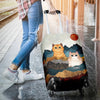 Traveling Partner In Sunset Glow Cat Personalized Luggage Cover, Personalized Gift for Cat Lovers, Cat Mom, Cat Dad - LC016PS01 - BMGifts (formerly Best Memorial Gifts)