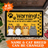 Warning Sociable Cats Inside Personalized Doormat, Personalized Gift for Cat Lovers, Cat Mom, Cat Dad - DM023PS - BMGifts