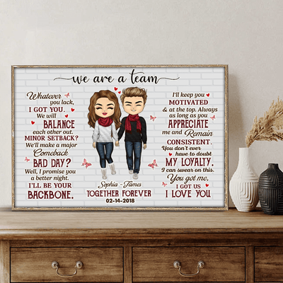 We Are A Team Together Forever Couple Personalized Poster, Valentine Gift for Couples, Husband, Wife, Parents, Lovers - PT026PS02 - BMGifts