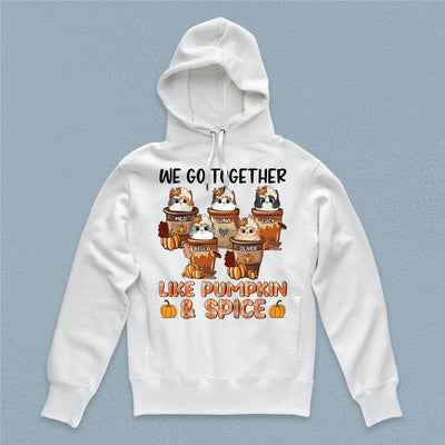 We Go Together Like Pumpkin And Spice Cat Personalized Shirt, Halloween Gift, Personalized Gift for Cat Lovers, Cat Mom, Cat Dad - TS434PS02 - BMGifts