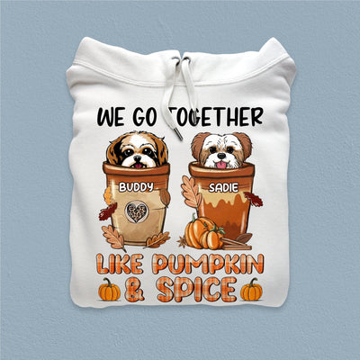 We Go Together Like Pumpkin And Spice Dog Personalized Shirt, Halloween Gift, Personalized Gift for Dog Lovers, Dog Dad, Dog Mom - TS435PS02 - BMGifts