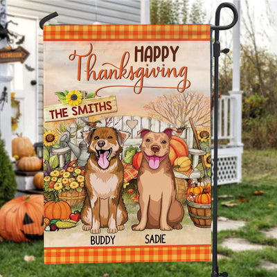 Welcome Thanksgiving Dog Personalized Garden Flag, Personalized Gift for Dog Lovers, Dog Dad, Dog Mom - GA053PS01 - BMGifts