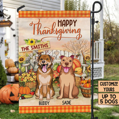 Welcome Thanksgiving Dog Personalized Garden Flag, Personalized Gift for Dog Lovers, Dog Dad, Dog Mom - GA053PS01 - BMGifts