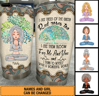 What A Wonderful World Yoga Personalized Tumbler, Personalized Gift for Yoga Lovers - TB001PS01 - BMGifts