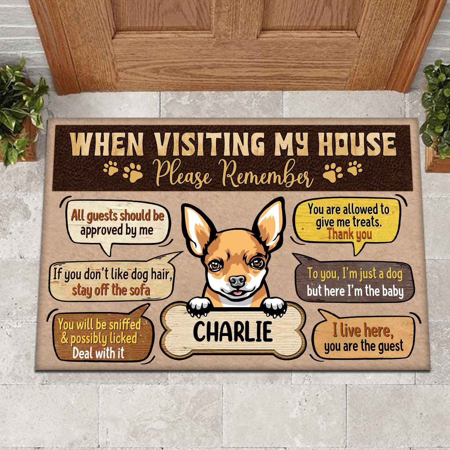 When Visiting Our House Please Remember Personalized Dog Doormat, Personalized Gift for Dog Lovers, Dog Dad, Dog Mom - DM038PS06 - BMGifts
