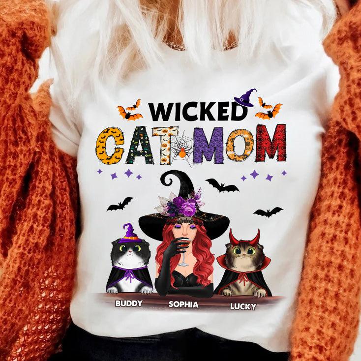 Wicked Cat Mom Personalized Shirt, Halloween Gift, Personalized Gift for Cat Lovers, Cat Mom, Cat Dad - TS283PS01 - BMGifts