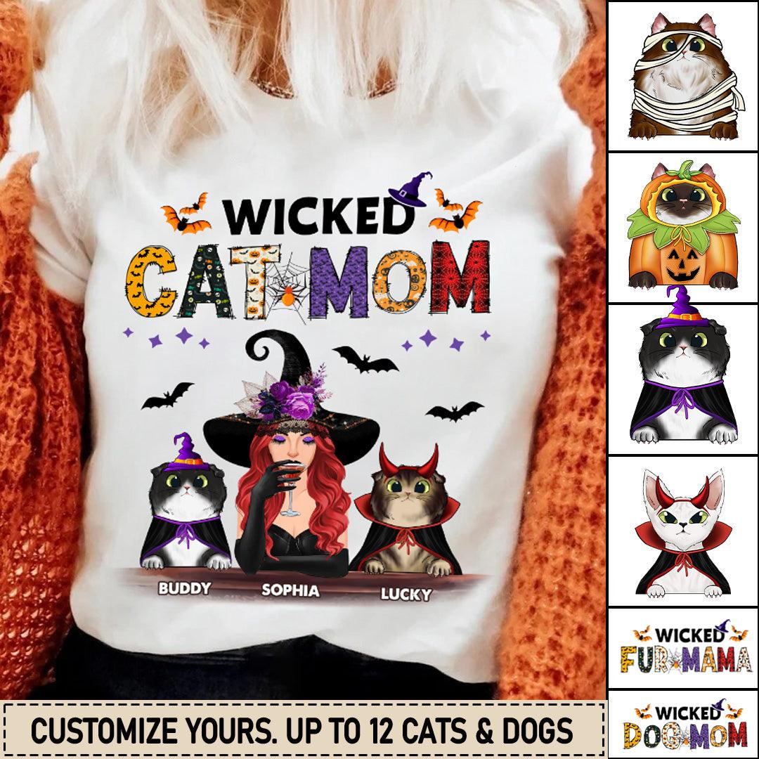 Wicked Cat Mom Personalized Shirt, Halloween Gift, Personalized Gift for Cat Lovers, Cat Mom, Cat Dad - TS283PS01 - BMGifts
