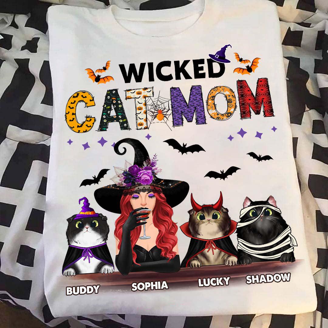 Wicked Cat Mom Personalized Shirt, Halloween Gift, Personalized Gift for Cat Lovers, Cat Mom, Cat Dad - TS283PS01 - BMGifts