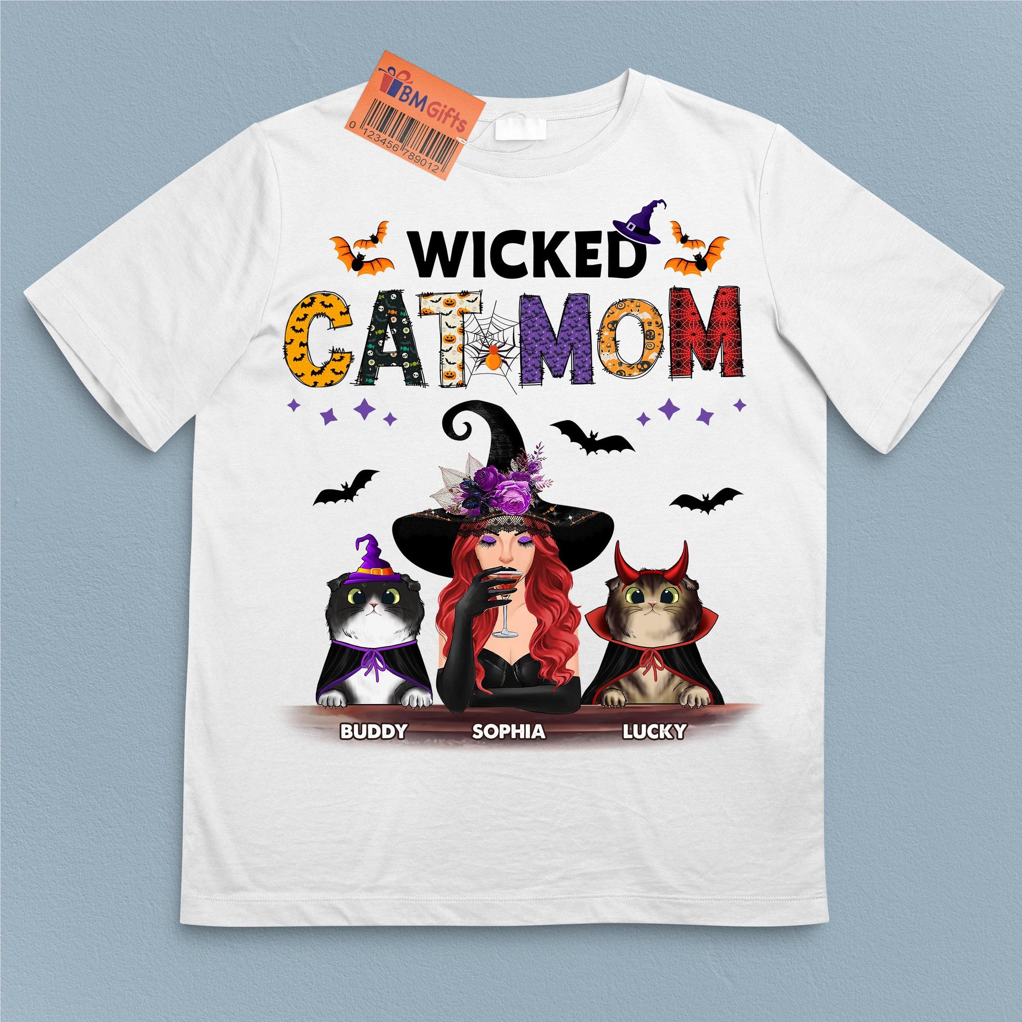 Wicked Cat Mom Personalized Shirt, Halloween Gift, Personalized Gift for Cat Lovers, Cat Mom, Cat Dad - TS283PS01 - BMGifts