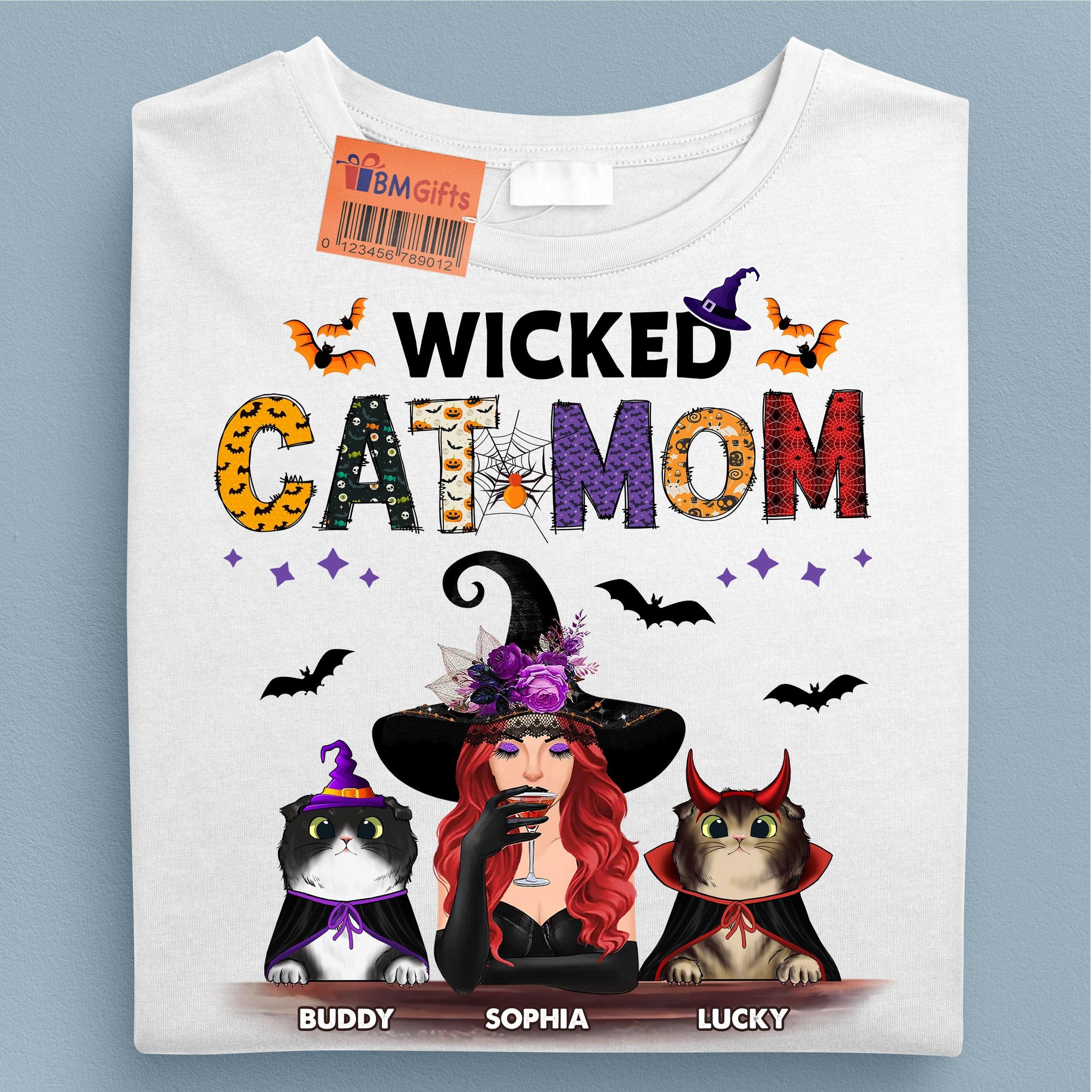Wicked Cat Mom Personalized Shirt, Halloween Gift, Personalized Gift for Cat Lovers, Cat Mom, Cat Dad - TS283PS01 - BMGifts