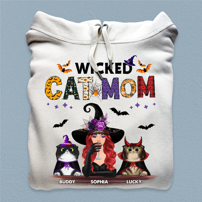 Wicked Cat Mom Personalized Shirt, Halloween Gift, Personalized Gift for Cat Lovers, Cat Mom, Cat Dad - TS283PS01 - BMGifts