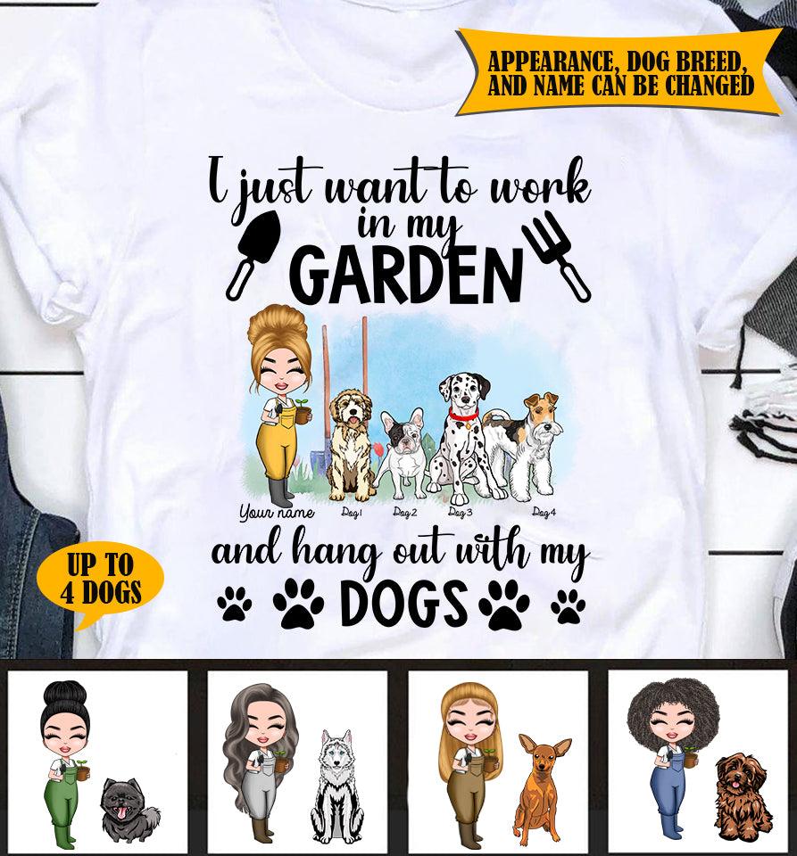 Work In Garden And Hang Out With Dogs Personalized Shirt, Personalized Gift for Dog Lovers, Dog Dad, Dog Mom, Personalized Gift for Gardening Lovers - TS003PS01 - BMGifts